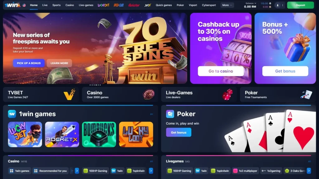 1WIN Online Casino özellikleri