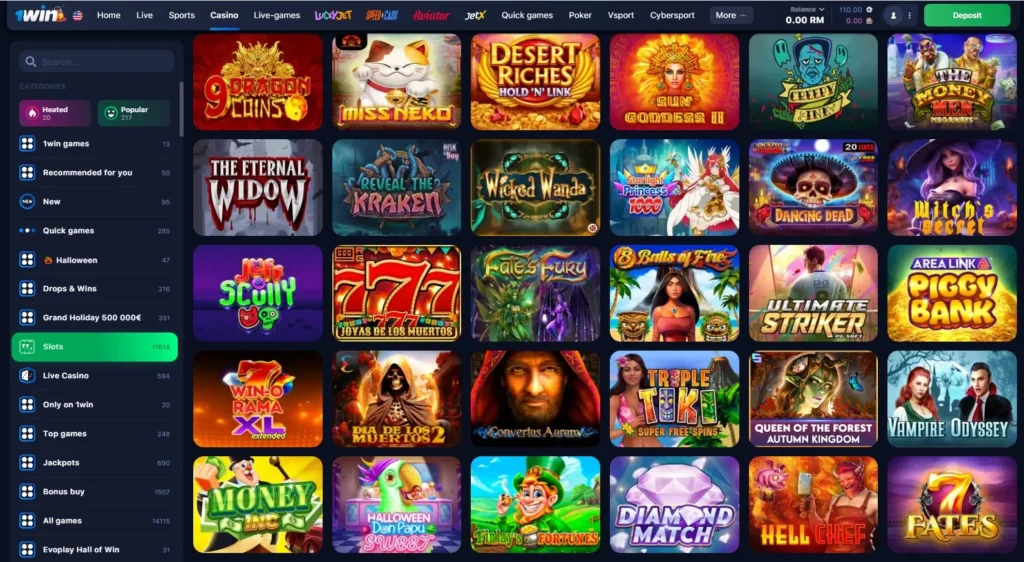 1WIN Casino'daki çevrimiçi slotlar