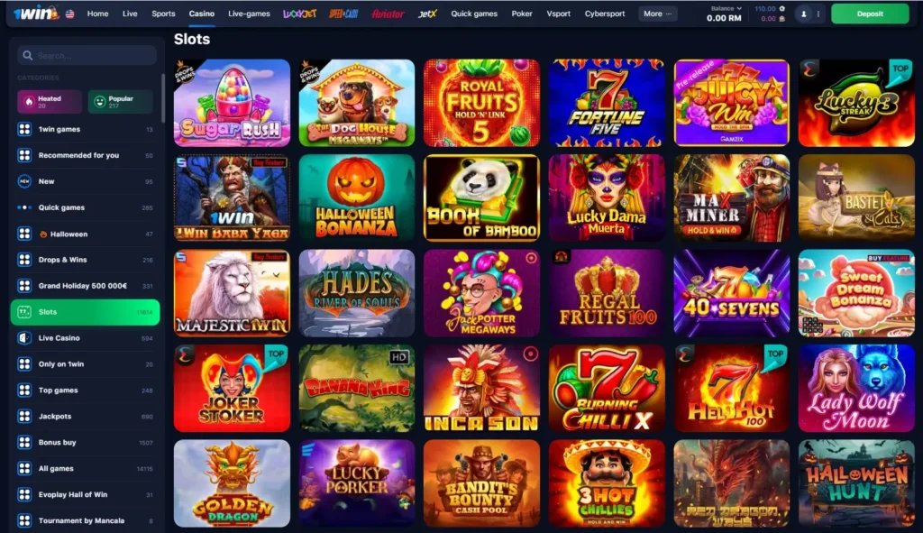 1WIN Online Casino slot oyunları