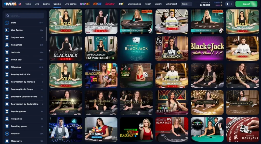 1WIN Casino'da çevrimiçi Blackjack