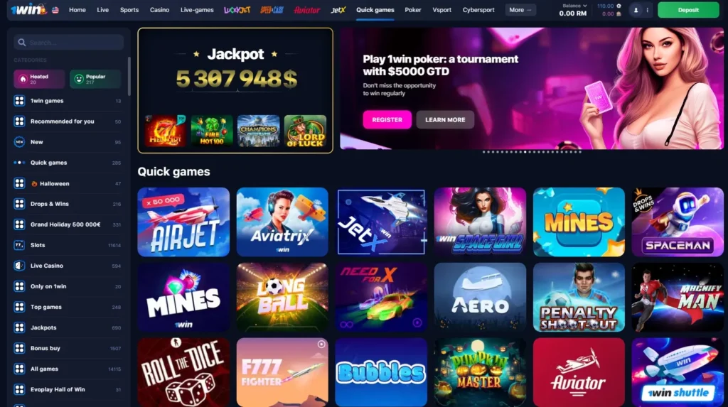 1WIN Online Casino'da Anlık Oyunlar